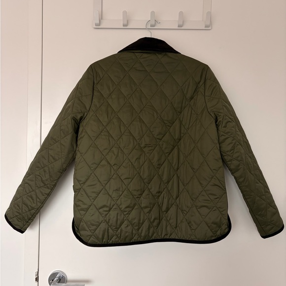 Barbour Khaki Green Quilted Jacket with Corduroy Collar (NWT) - Picture 6 of 13